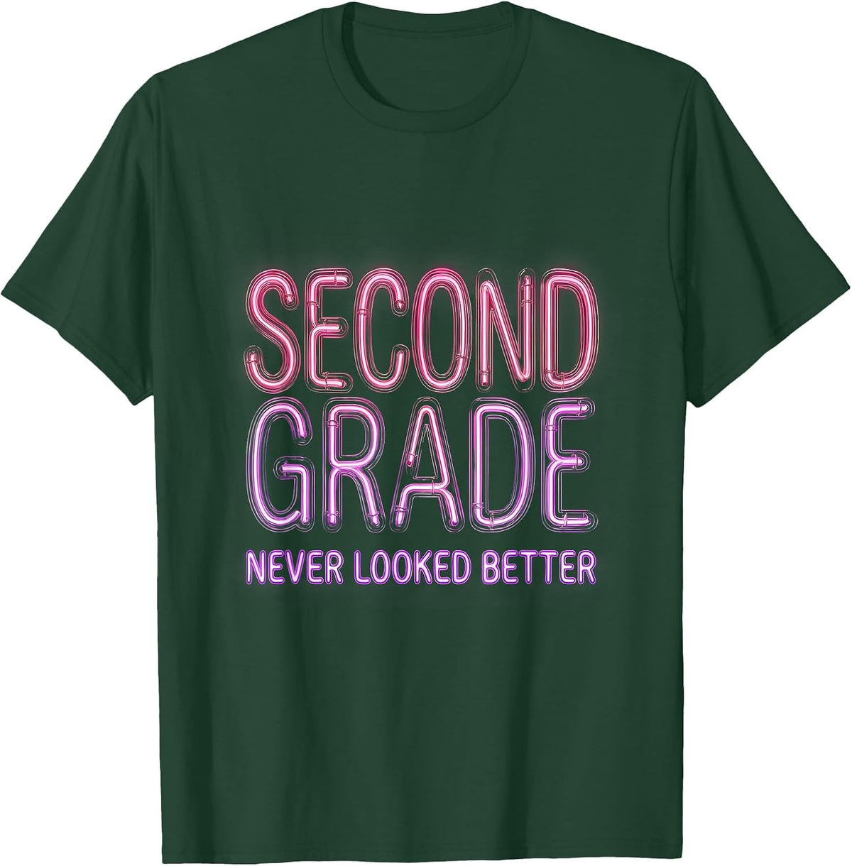 Second Grade Never Looked Better Girls Design T-Shirt - Dark Green