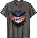 American Flag Tattoo Sleeve Muscular Arm Graphic T-Shirt - Asphalt Grey