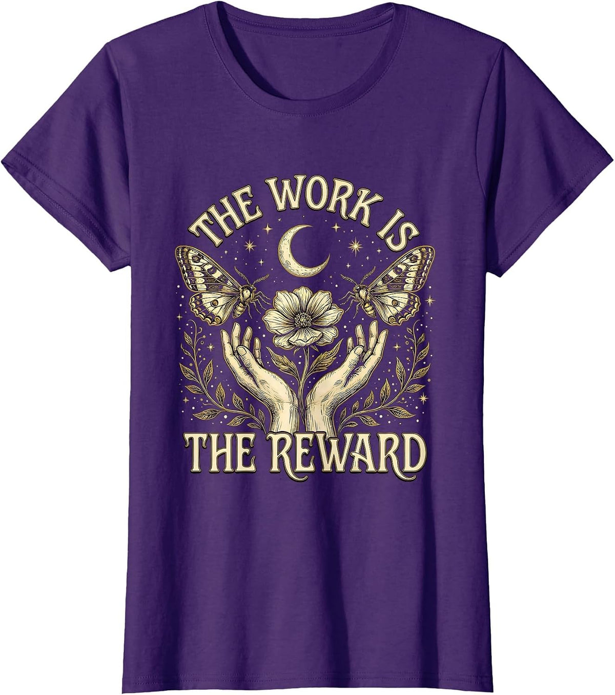 Women's The Work Is The Reward Social Worker Design T-Shirt - Purple