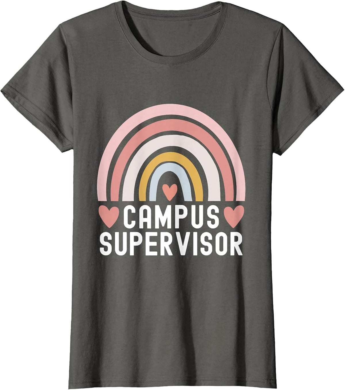 Campus Supervisor Rainbow Heart Cleaning Housekeeper Janitor T-Shirt - Asphalt Grey
