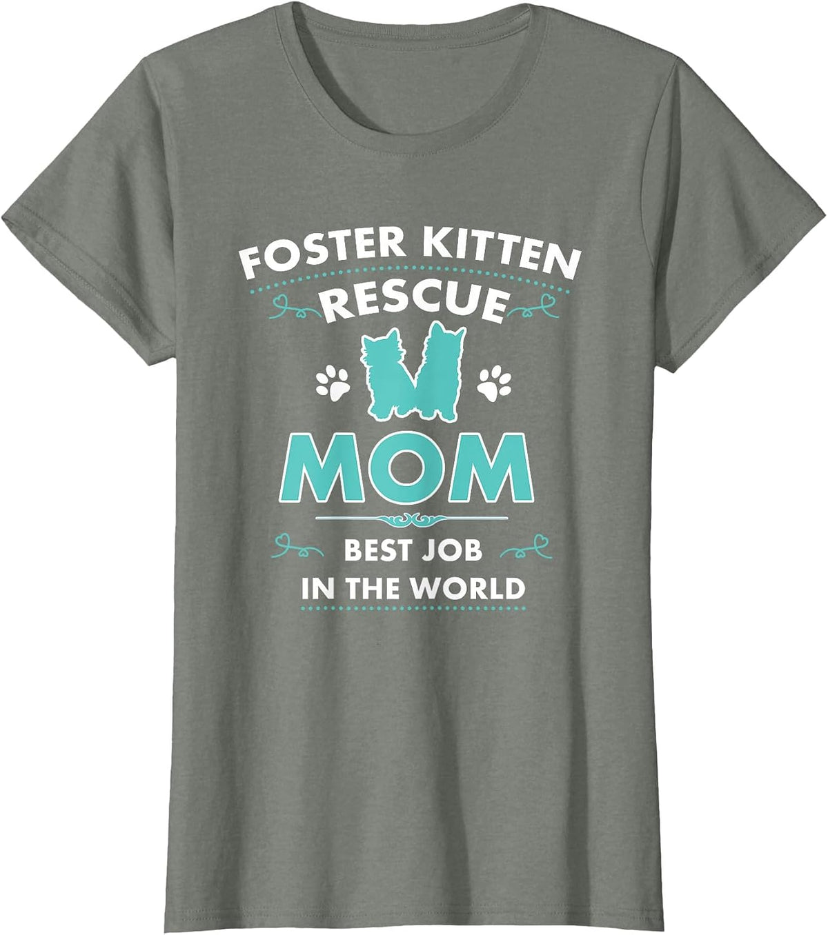 Cute Foster Kitten Rescue Mom Cat Adoption T-Shirt - Olive Heather