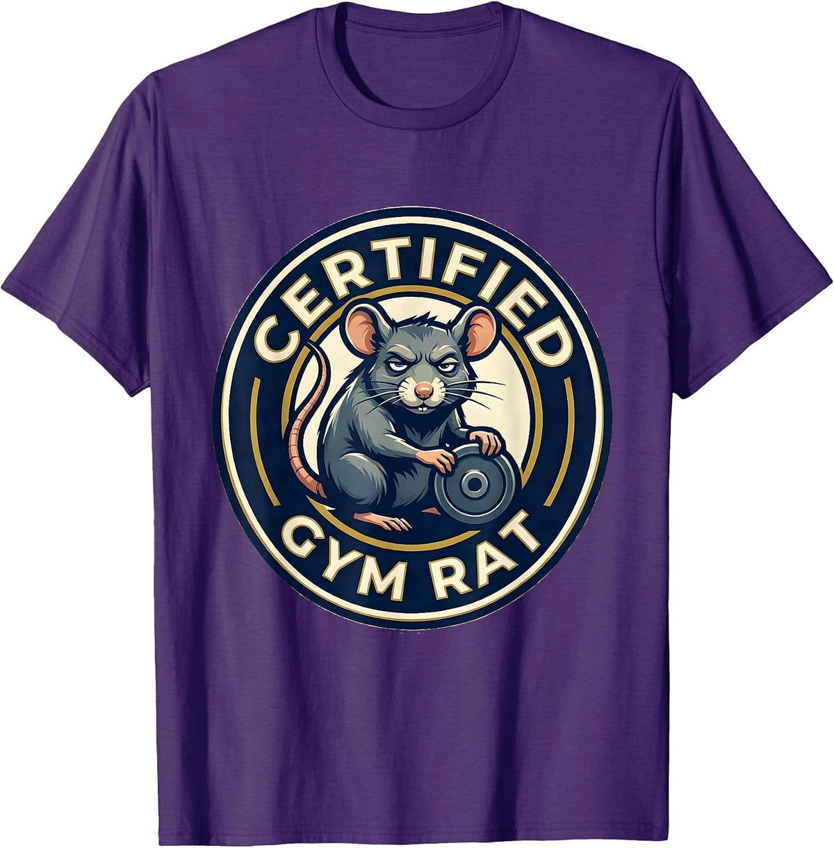 Certified Gym Rat Sarcastic Rat Lover Animal Humor T-Shirt - Purple