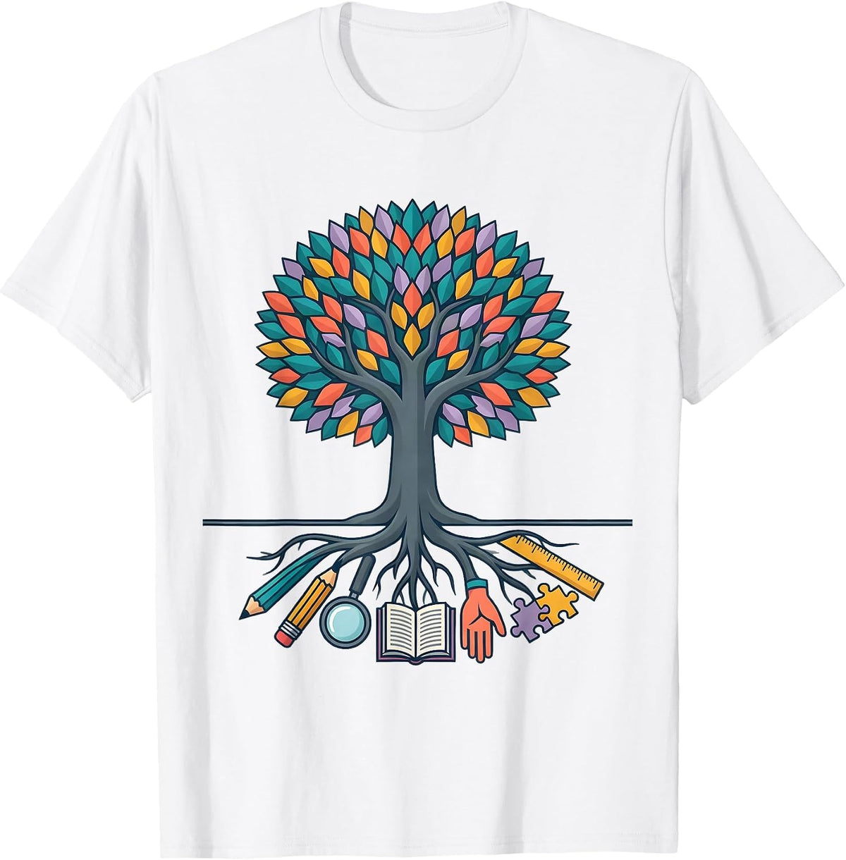 Men's Special Education Tree of Learning Roots Graphic T-Shirt - White