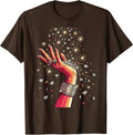 Disco Dancer Confetti Celebration Graphic Tee T-Shirt - Brown