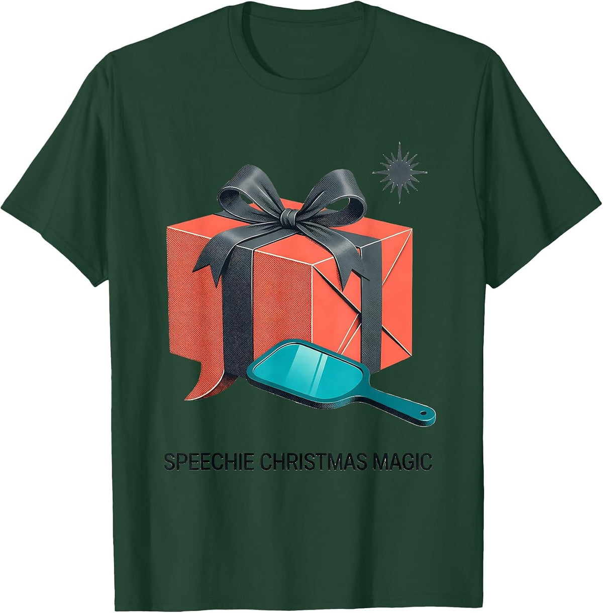Speechie Christmas Magic Midcentury Modern SLP Holiday Humor T-Shirt - Dark Green