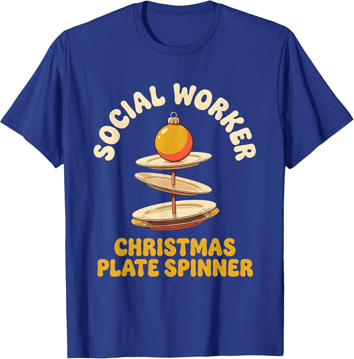 Men's Social Worker, Christmas Plate Spinner Retro Social Work T-Shirt - Royal Blue