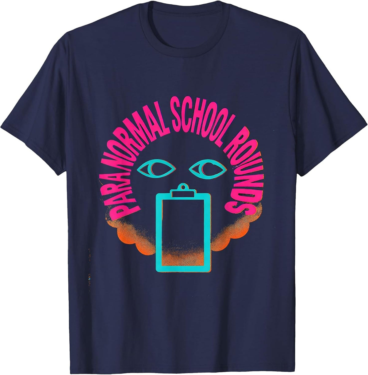 Para Normal School Rounds Risograph Ghost Paraeducator T-Shirt - Navy Blue