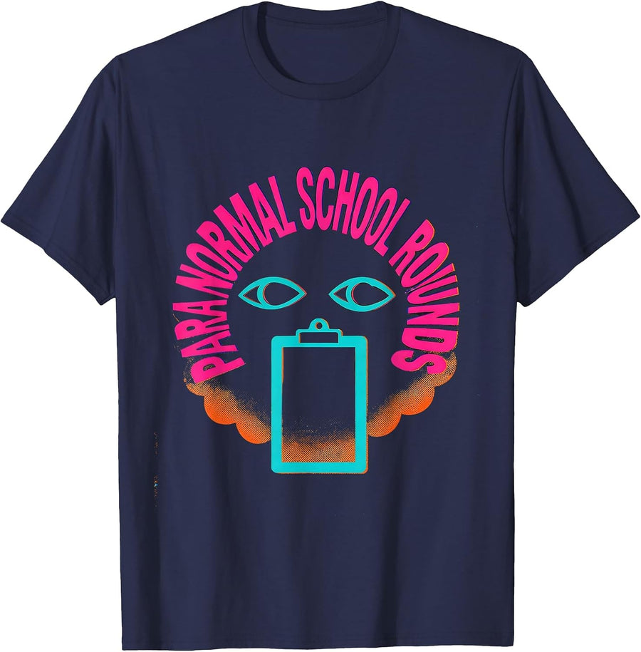 Para Normal School Rounds Risograph Ghost Paraeducator T-Shirt - Navy Blue
