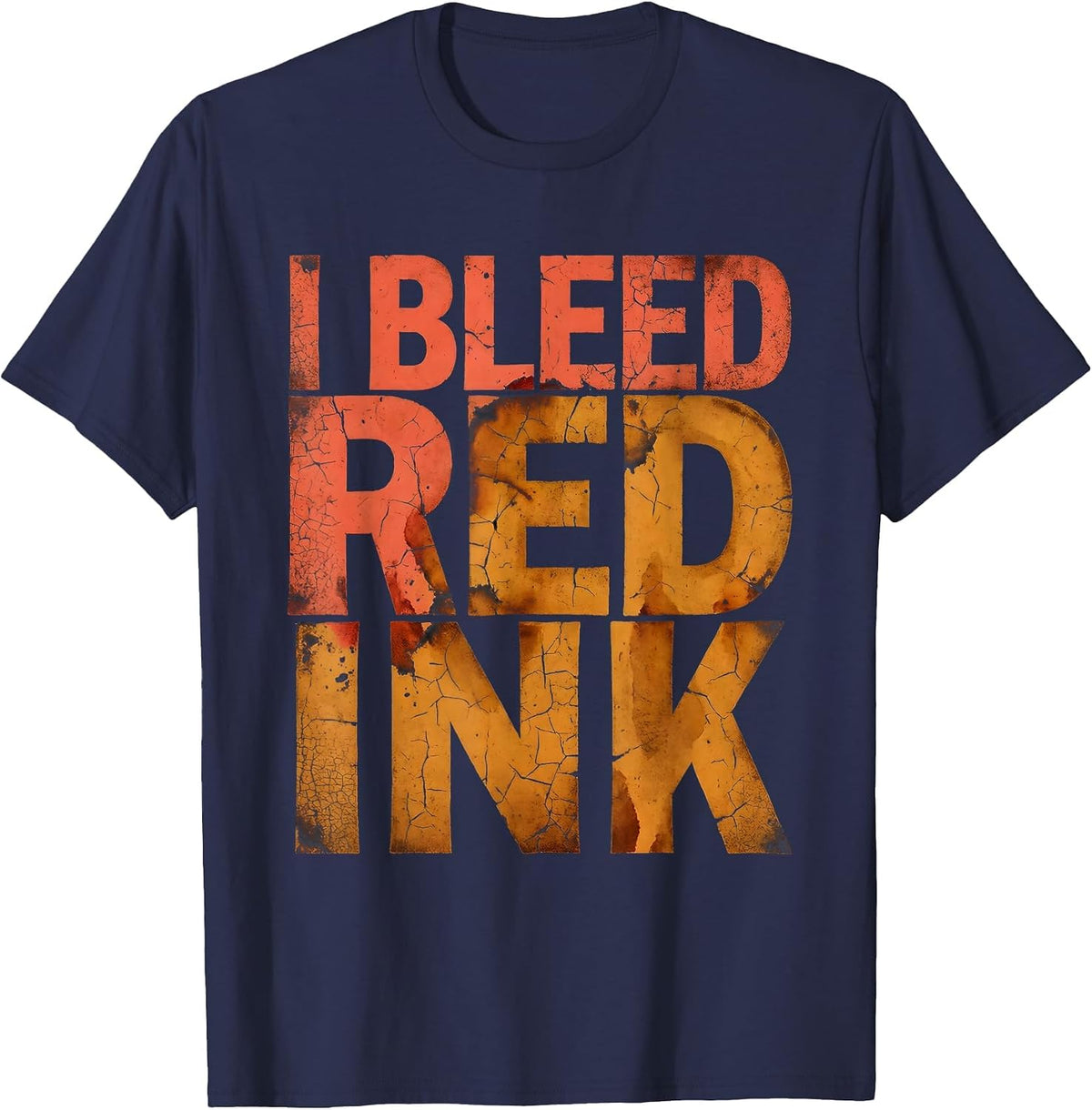 Men's I Bleed Red Ink English Teacher Design T-Shirt - Navy Blue