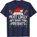 Family Matching Xmas Most Likely to Shake The Presents T-Shirt - Navy Blue