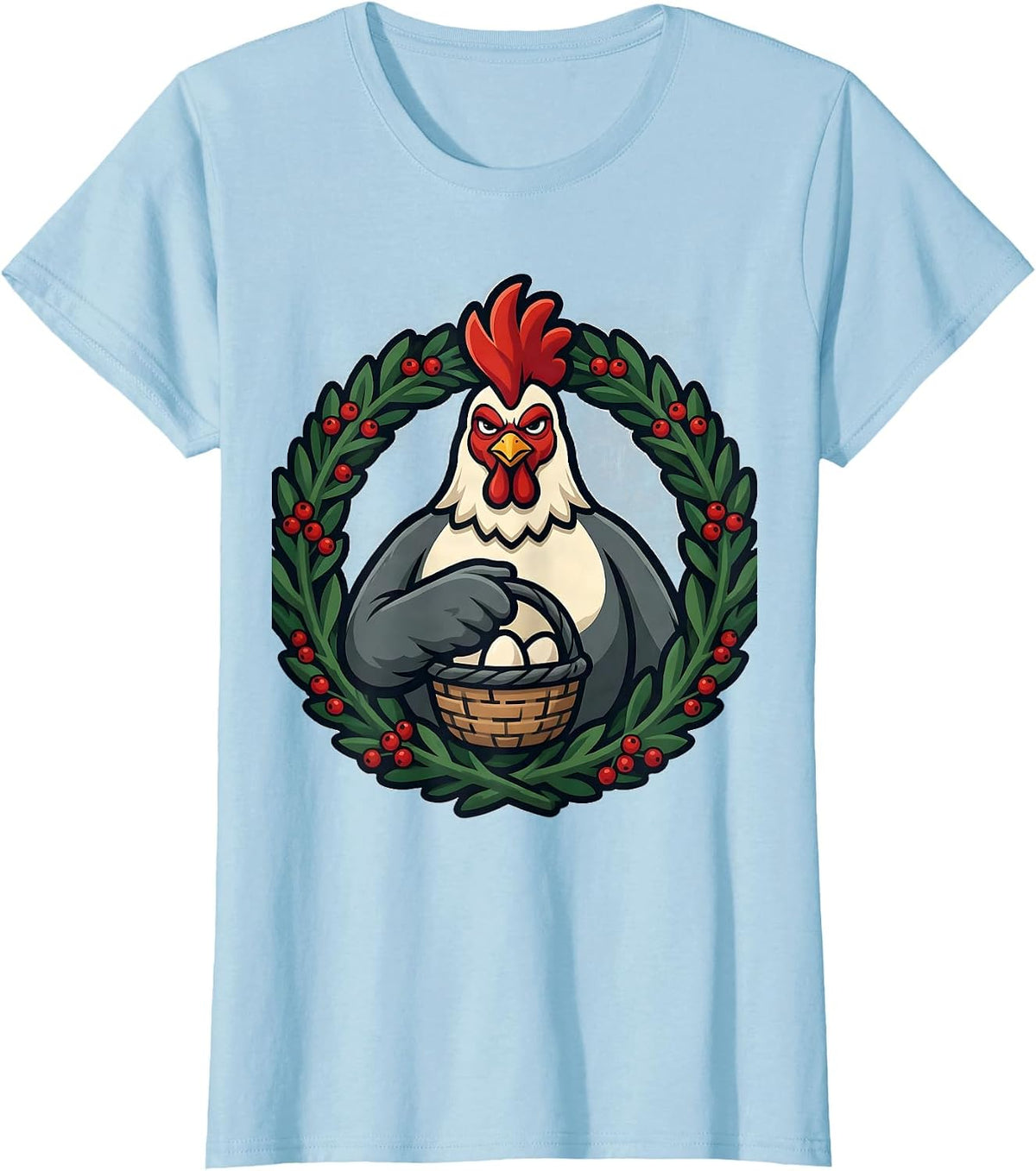 Women's Chicken Hen Christmas Farm Animal Lover Gift T-Shirt - Baby Blue