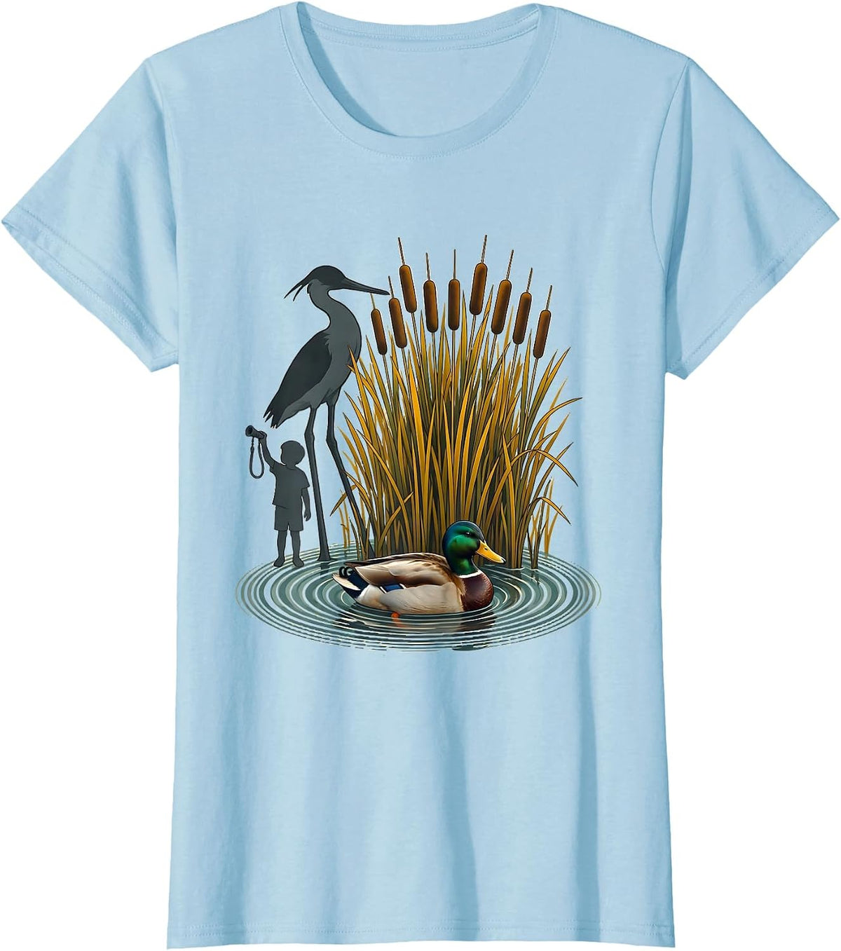 Ripple Mallard Duck Hunting Dad Retro Camo Gift T-Shirt - Baby Blue
