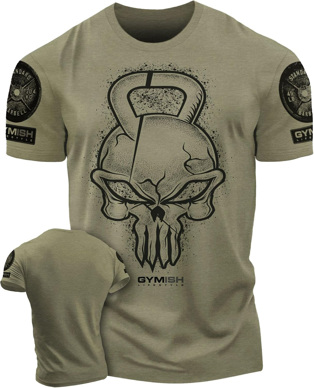 Gym Reaper Skull Graphic Shirt Men's Funny Gym Workout Motivation Tee - 1. Gym Reaper Military Green Branded