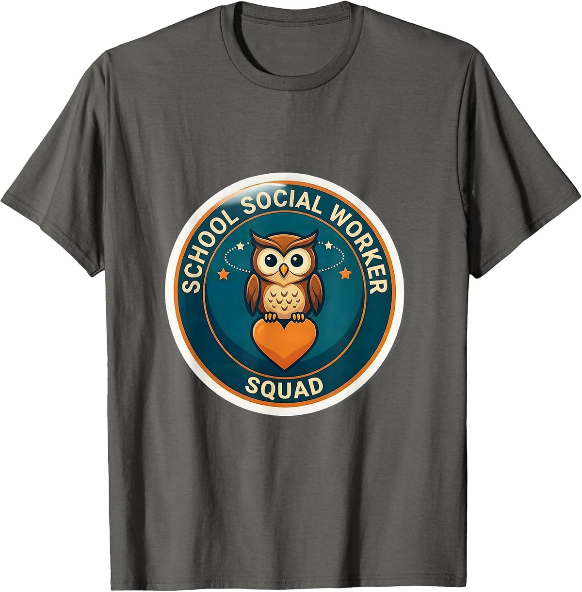 Men's School Social Worker Squad Cute Owl Counselor Staff T-Shirt - Asphalt Grey
