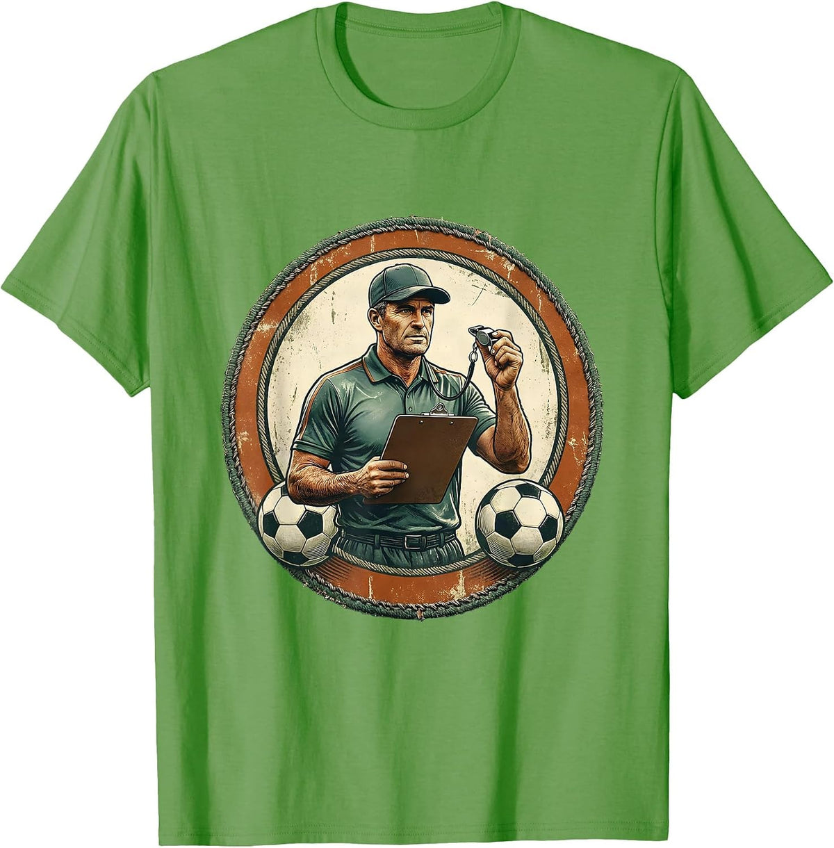 Men's Soccer Dad Coaching Clipboard and Whistle Graphic T-Shirt - Grass Green