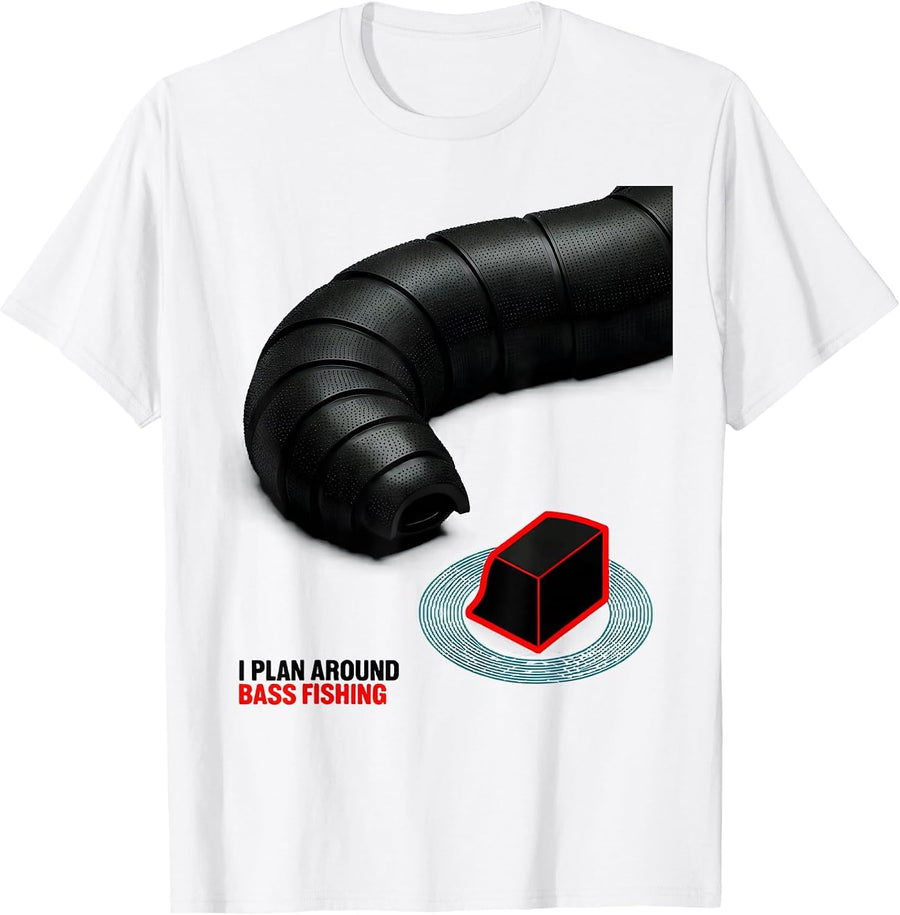 Men's I Plan Around Bass Fishing Funny Bass Fishing Humor Dad Gift T-Shirt - White