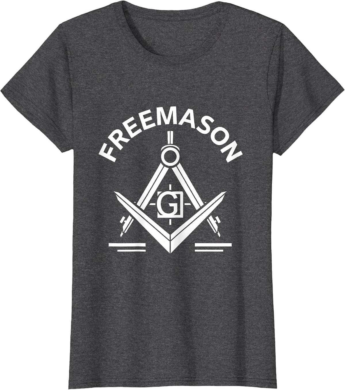 Women's Freemason Monochromatic Square And Compasses Emblem T-Shirt - Dark Heather Grey