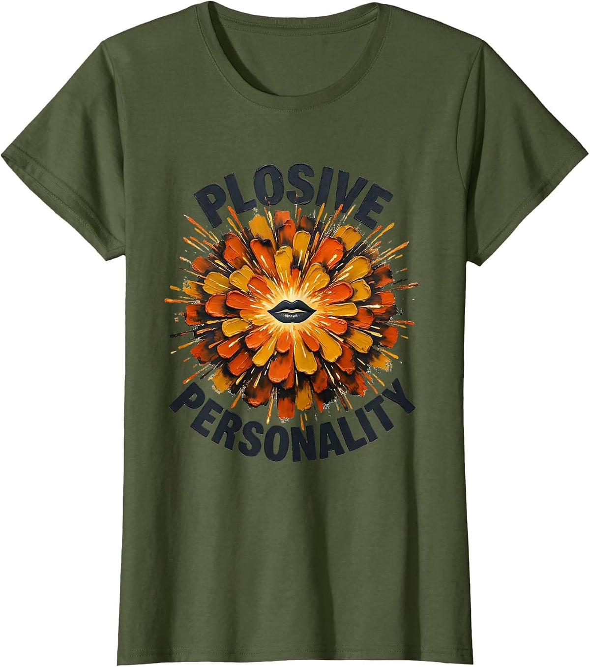 Women's Plosive Personality Retro Floral Speech Language Pathologist T-Shirt - Olive Green
