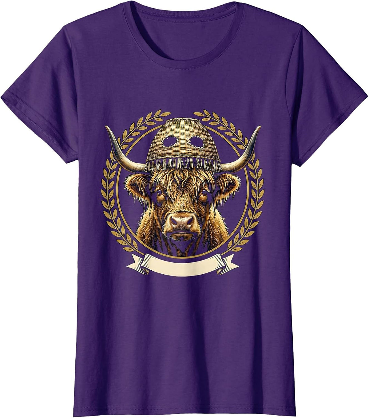 Women's Highland Cow Seal Funny Halloween Farm Animal Humor T-Shirt - Purple