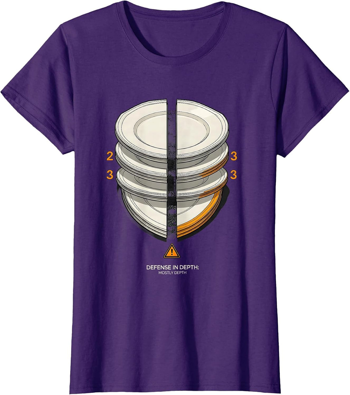 Women's Defense In Depth: Mostly Depth Funny Cybersecurity IT T-Shirt - Purple