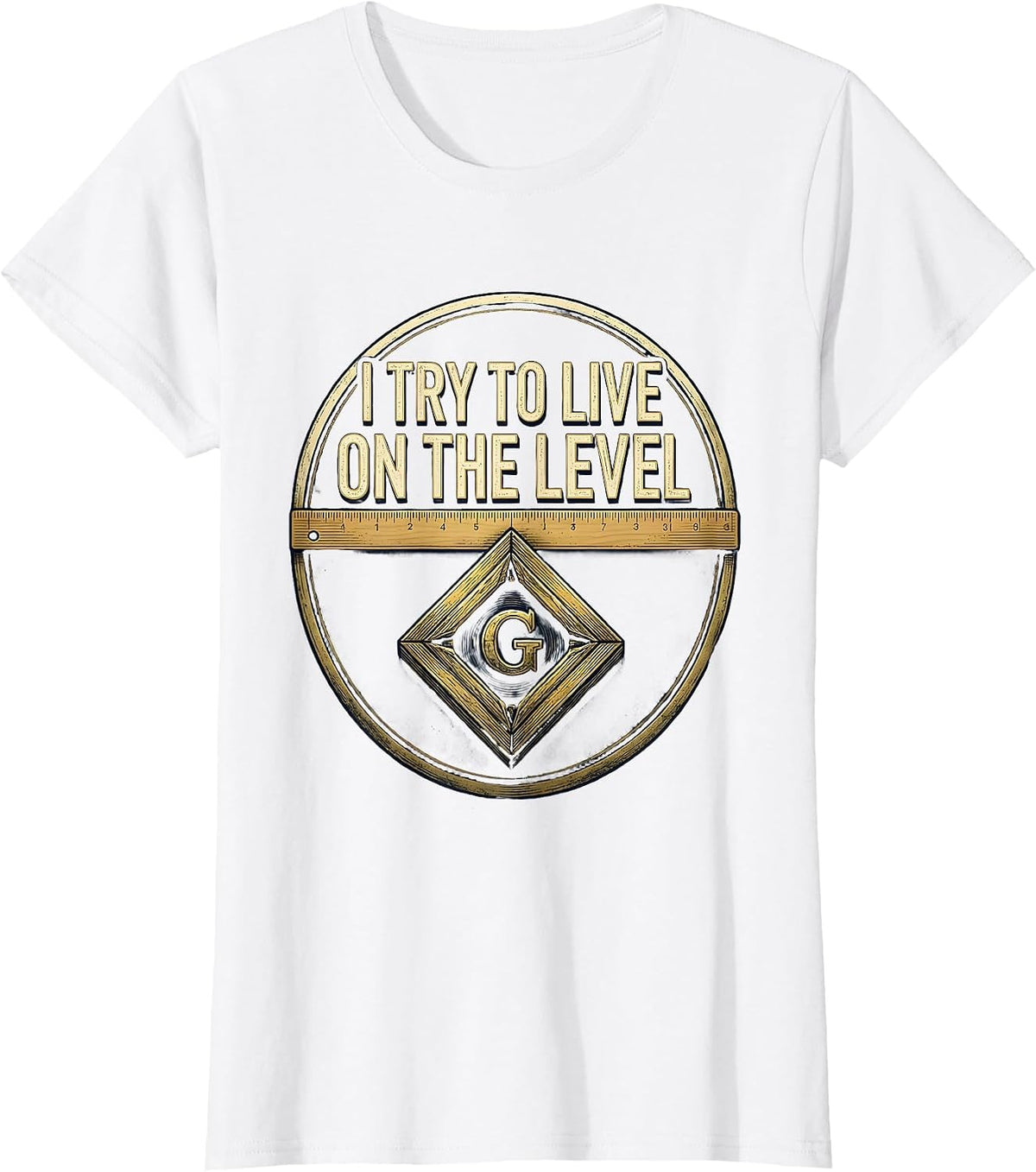 Women's I Try To Live On The Level Vintage Freemason Square T-Shirt - White