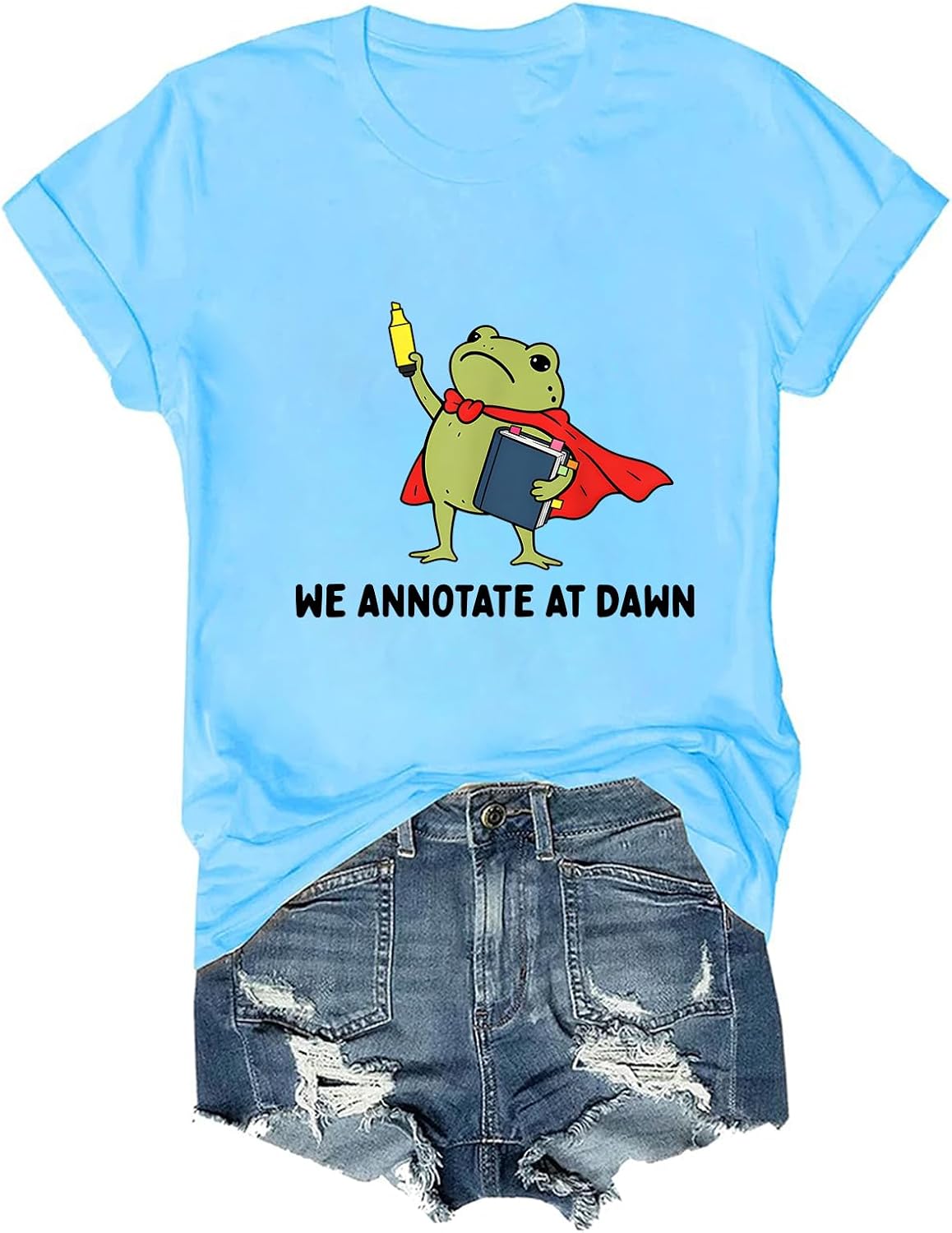We Annotate At Dawn Shirt Funny Frog Teacher T-Shirt - Sky Blue