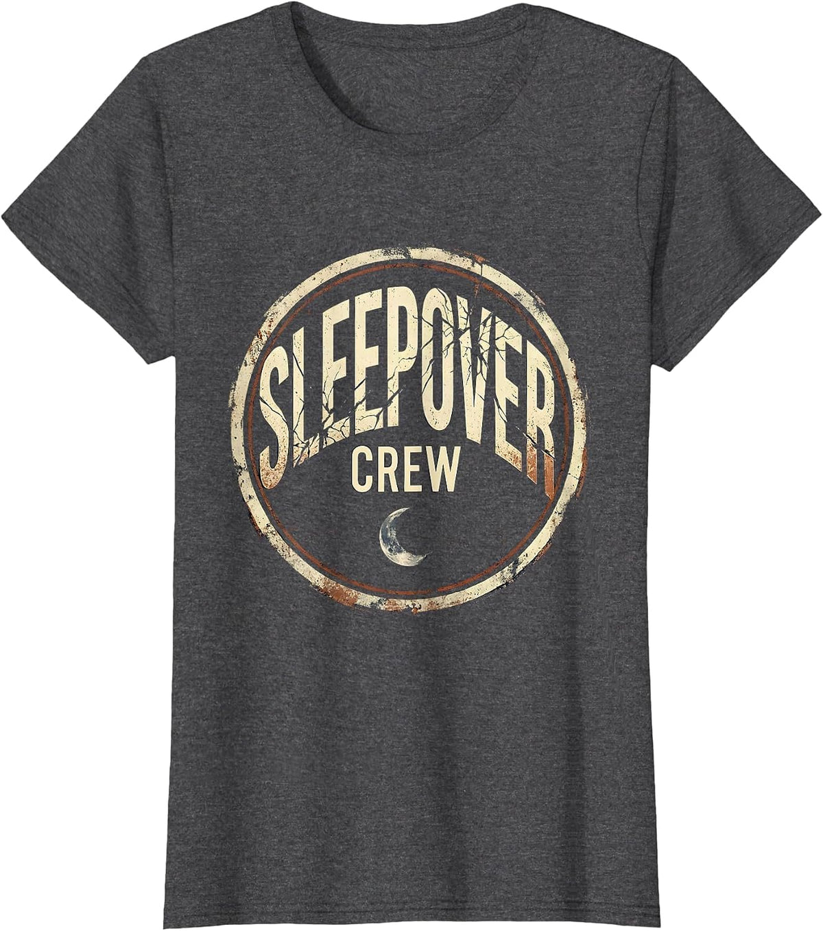 Women's Sleepover Crew Distressed Slumber Party Squad Matching Group T-Shirt - Dark Heather Grey