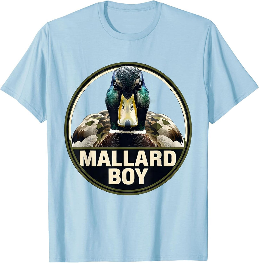 Men's Mallard Boy Camo Duck Hunting Youth Teen Humor T-Shirt - Baby Blue