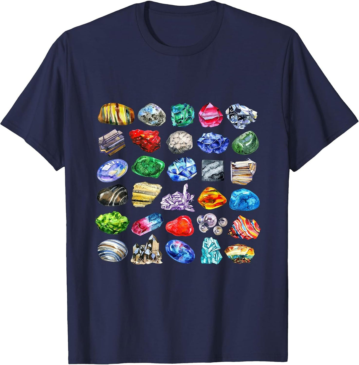 Minerals Gems and Crystals Rock Collecting T-Shirt - Navy Blue