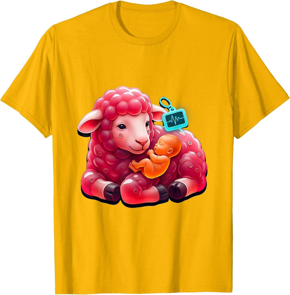 Oversized Gummy Jelly Lamb NICU Nurse Pediatric Pride T-Shirt - Golden Yellow