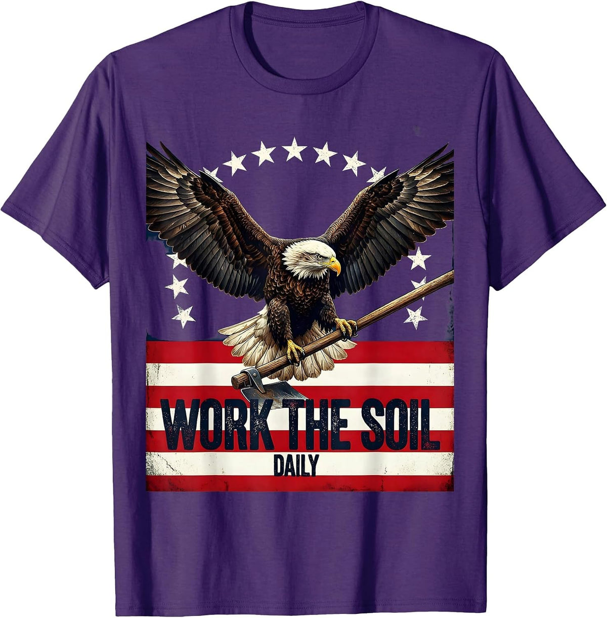 Work the Soil Daily Peasant Farming Design T-Shirt - Purple