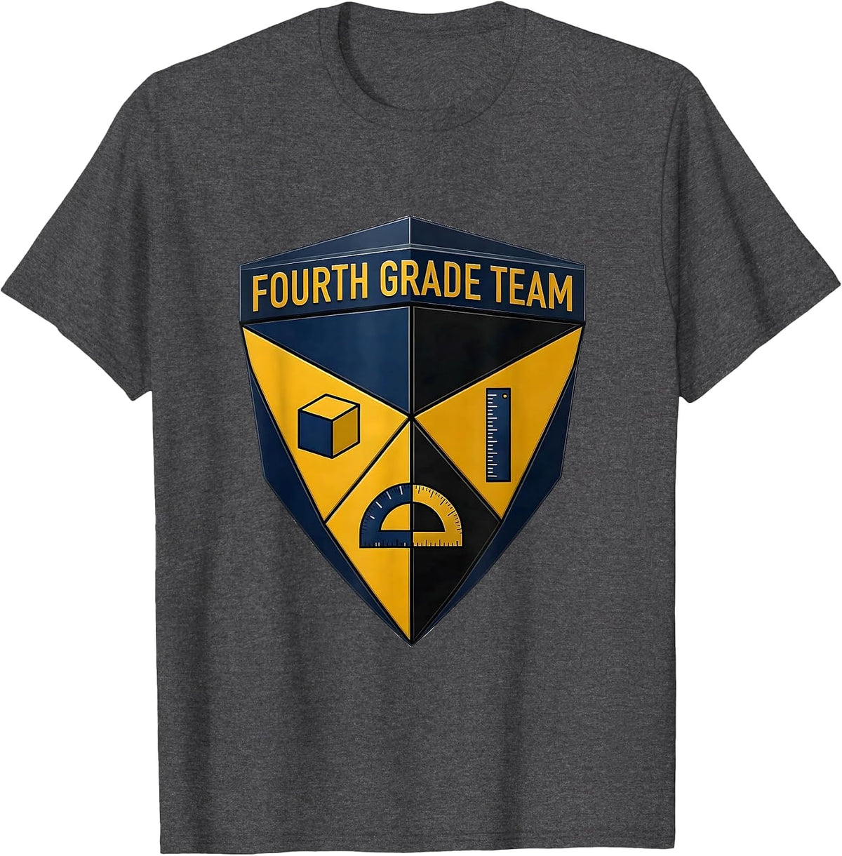 Fourth Grade Team Geometric Teacher Classroom Humor T-Shirt - Dark Heather Grey