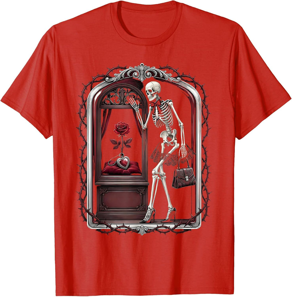 Men's Boo-Jee Skeleton Designer Heels Window Shopping T-Shirt - Red