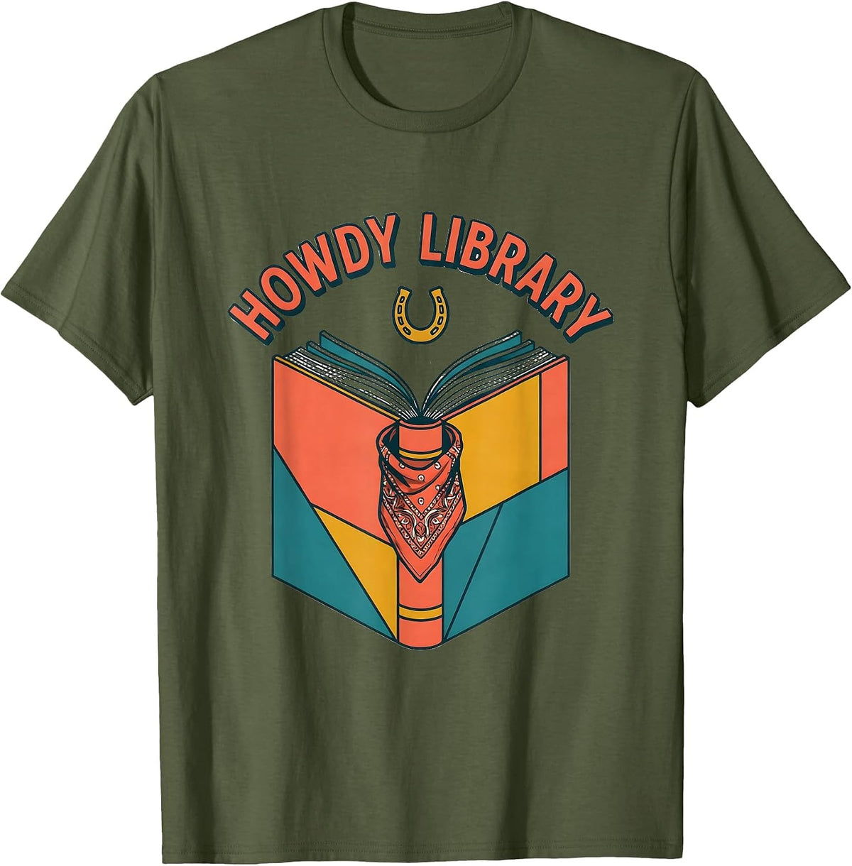 Howdy Library Midcentury Modern Western Grade-Level Teacher T-Shirt - Olive Green