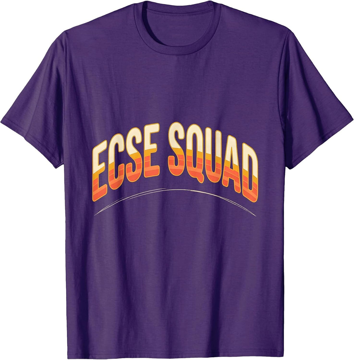 ECSE Squad Retro 70s Back To School Support Staff T-Shirt - Purple