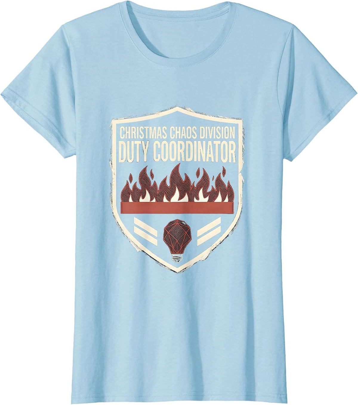 Christmas Chaos Division Duty Coordinator Funny Office T-Shirt - Baby Blue