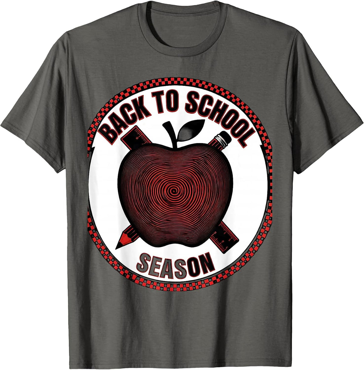 Men's Back to School Apple Classic Teacher Symbols T-Shirt - Asphalt Grey