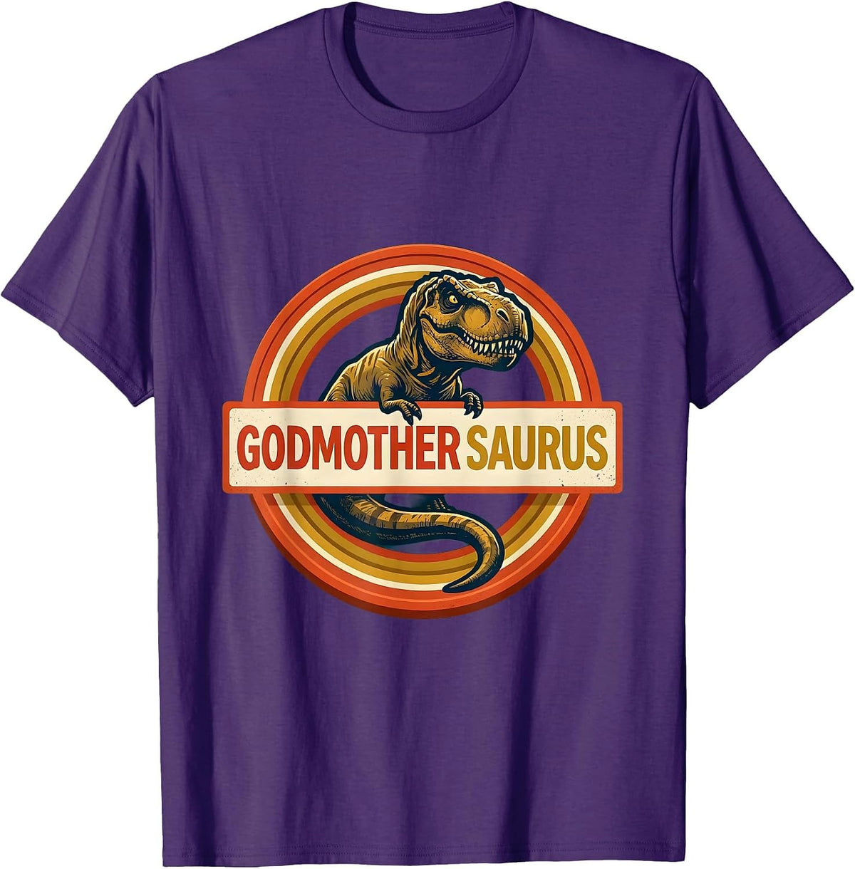 Godmothersaurus Funny Dinosaur Family Role Pun Gift T-Shirt - Purple
