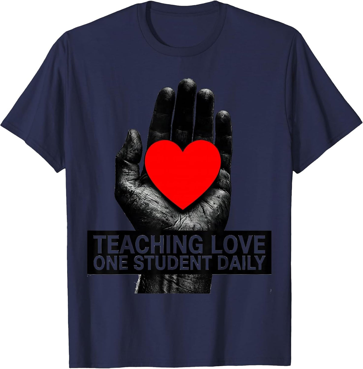 Men's Teaching Love One Student Daily Special Ed Design T-Shirt - Navy Blue