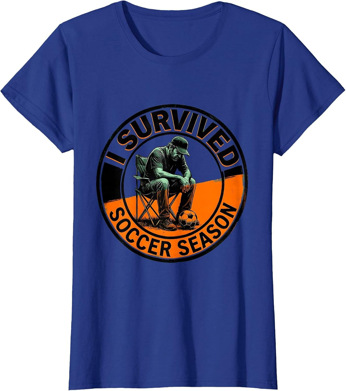 Women's I Survived Soccer Season Soccer Dad Design T-Shirt - Royal Blue