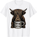 Men's Empty Mug Empty Head Funny Highland Cow Coffee Lover Humor T-Shirt - White