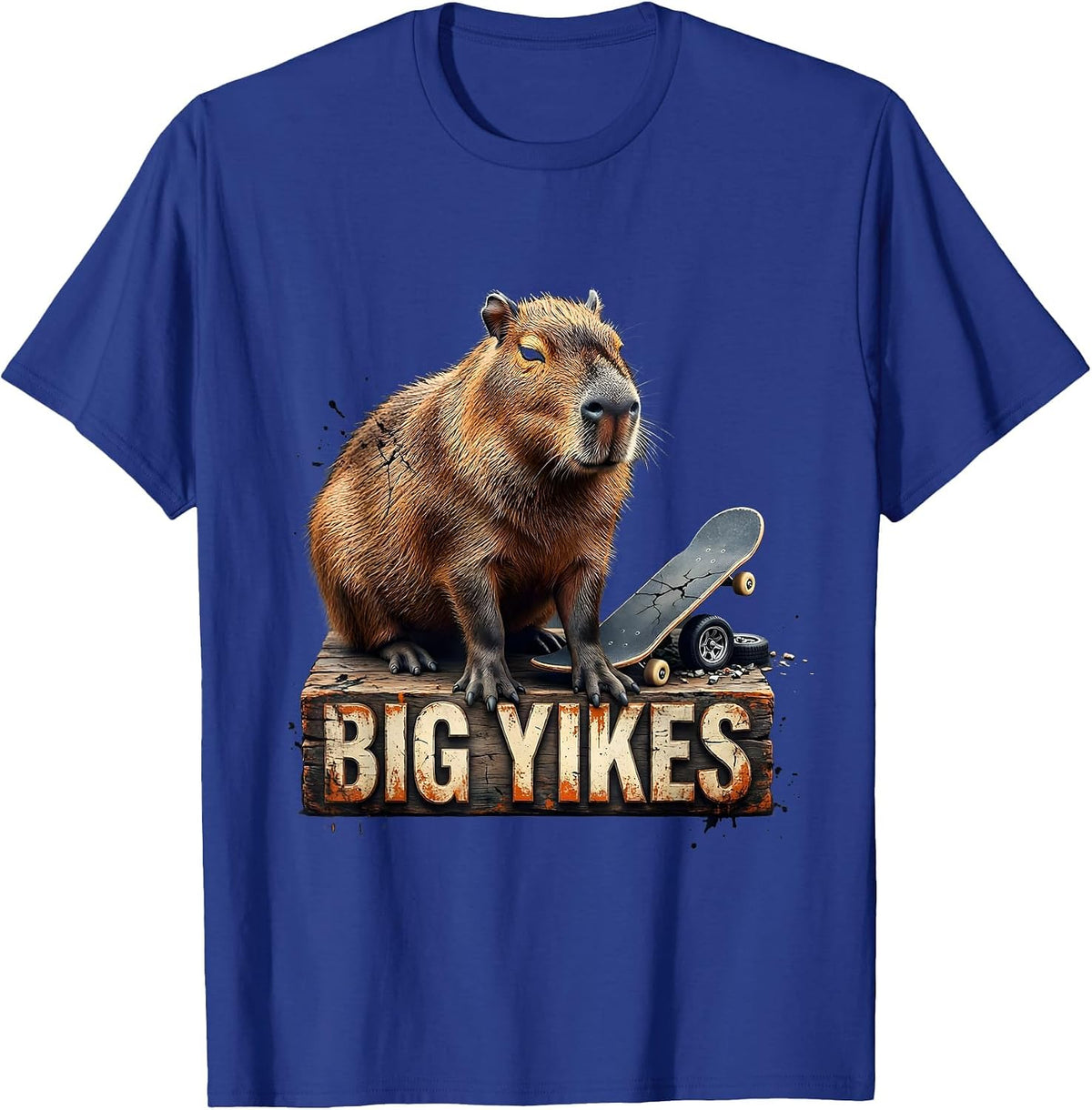 Big Yikes Distressed Funny Capybara Meme Animal Humor T-Shirt - Royal Blue
