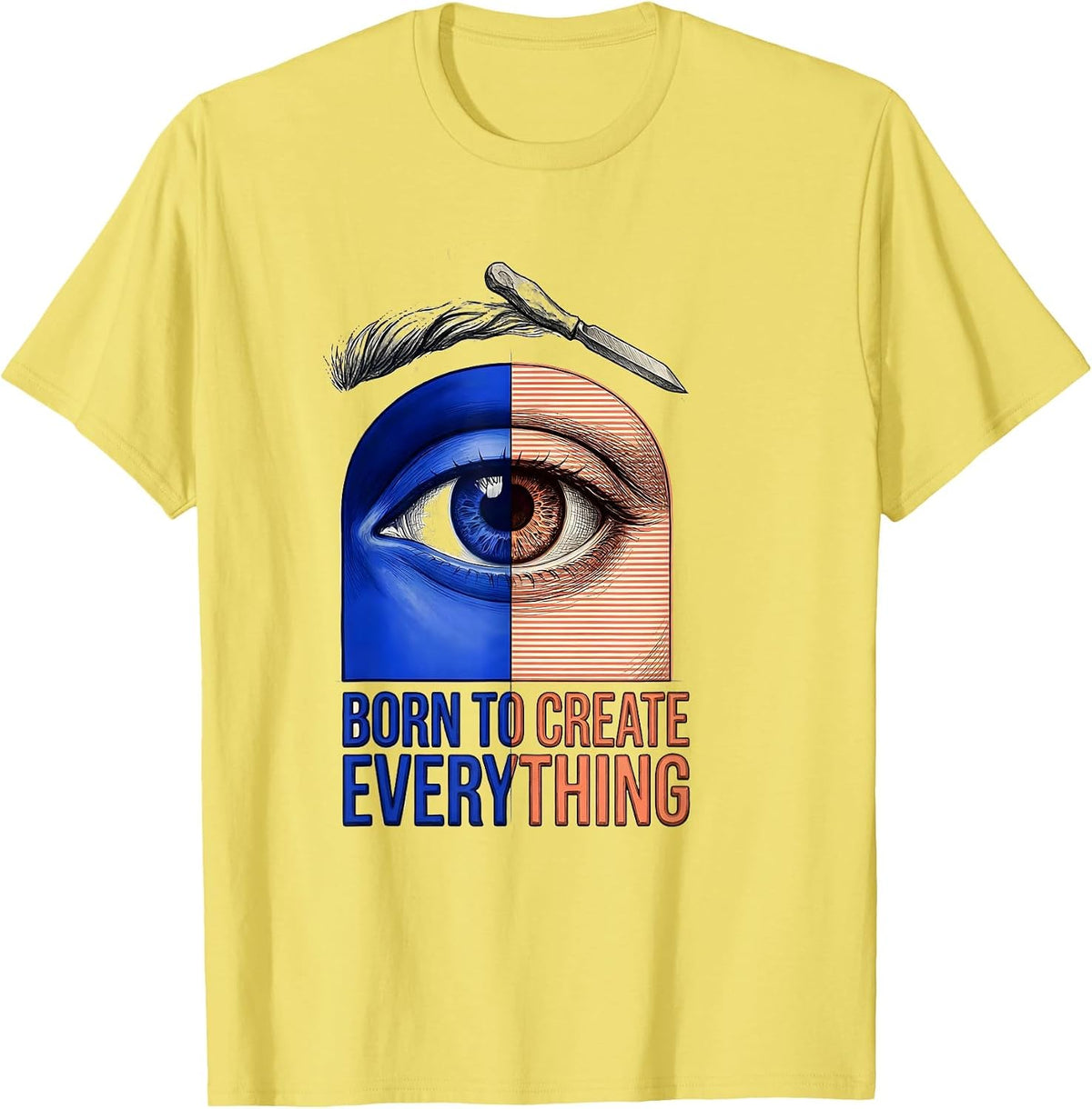 Men's Born to Create Everything Renaissance Design T-Shirt - Lemon Yellow