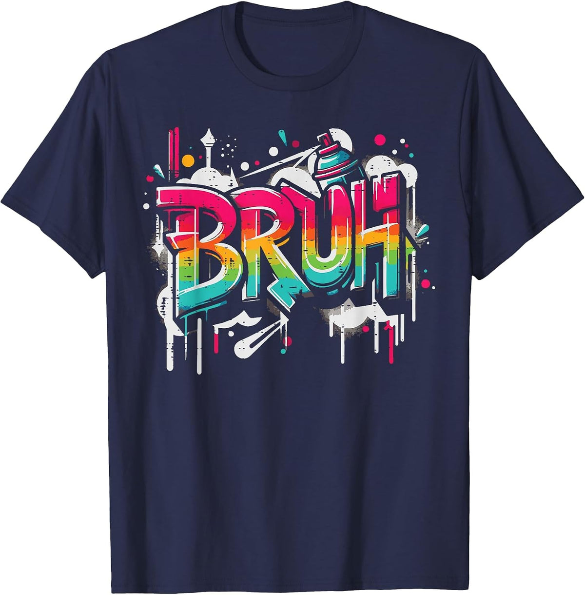 Bruh Graffiti Funny Saying Street Art Meme Men Boys Kids T-Shirt - Navy Blue