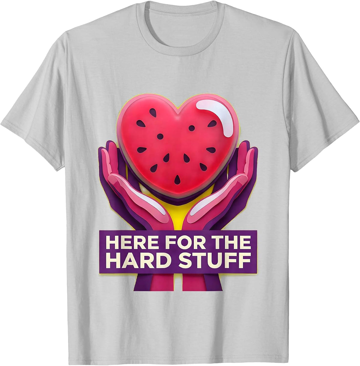 Men's Here For The Hard Stuff Social Worker Design T-Shirt - Silver Grey