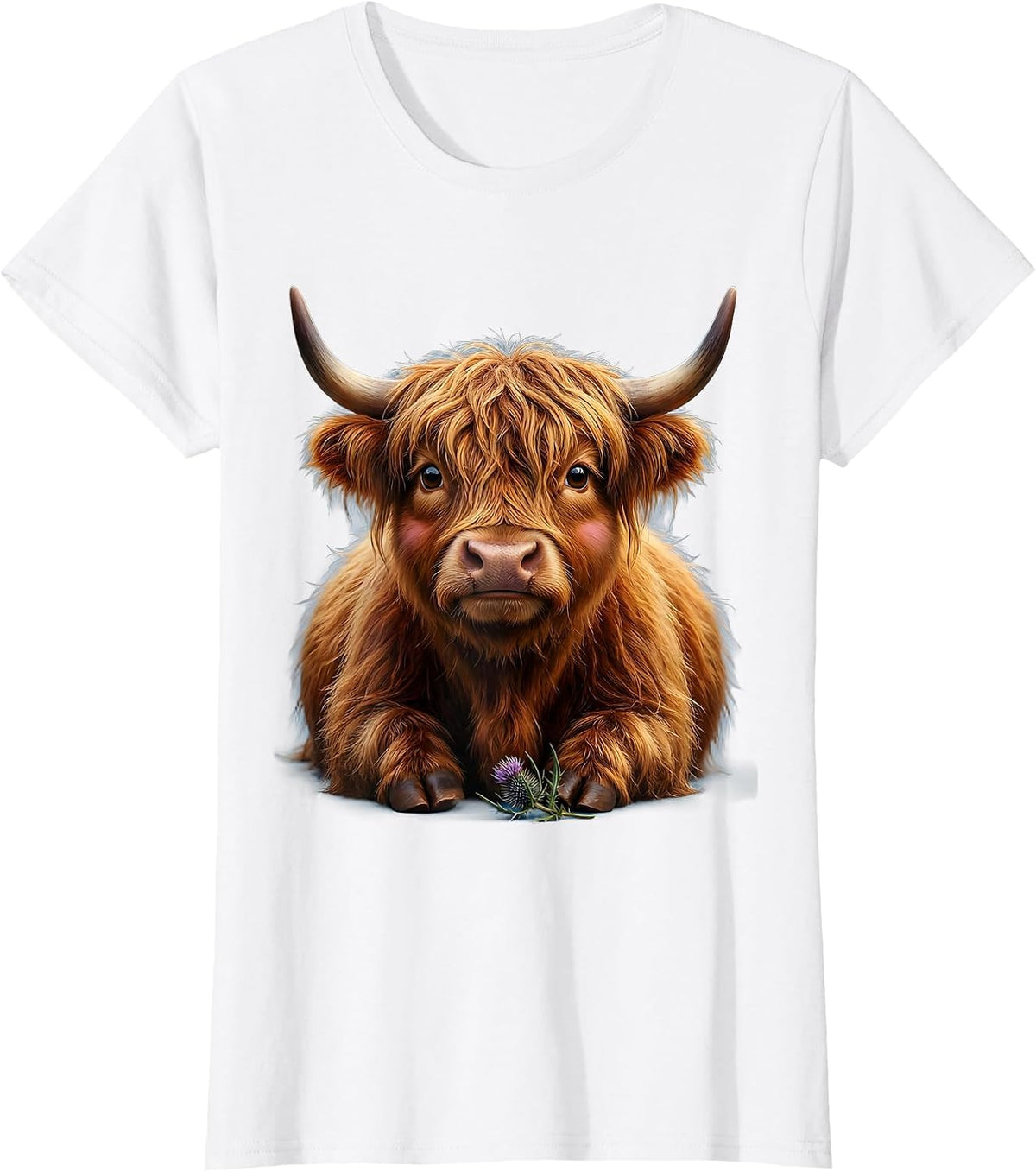 Shaggy Highland Cow Cute Kawaii Scottish Humor T-Shirt - White