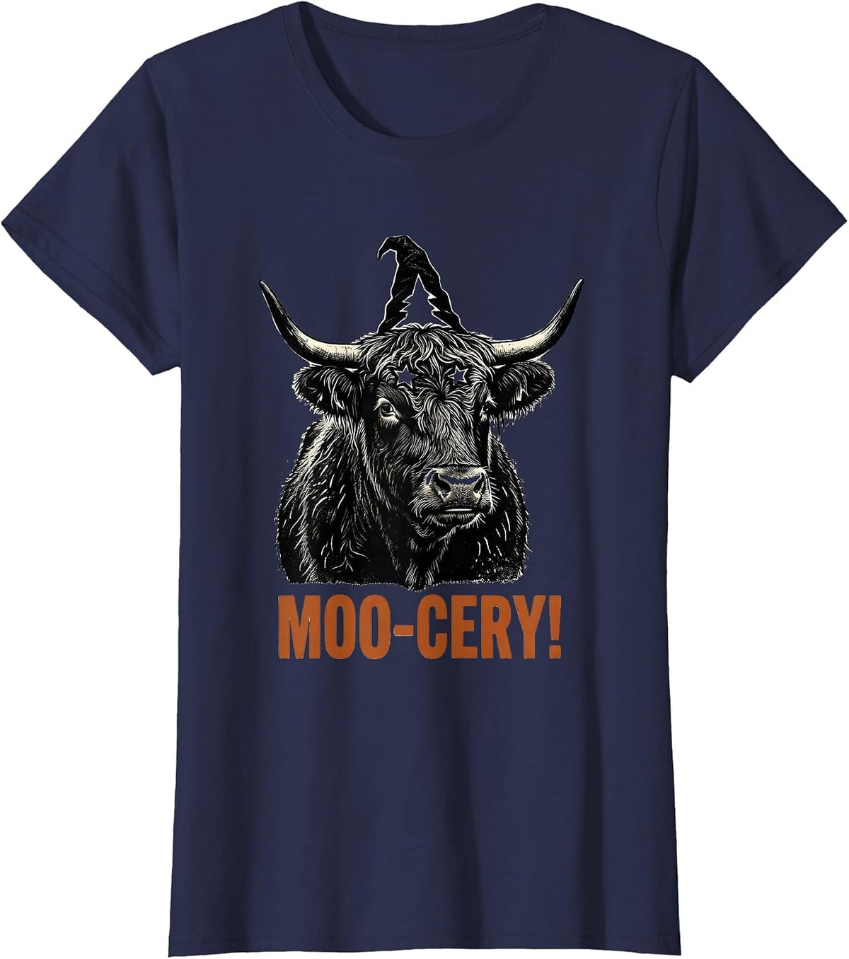 Women's Moo-cery! Funny Highland Cow Halloween Costume Humor T-Shirt - Navy Blue