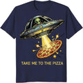 Take Me To The Pizza Comic Book Alien Pizza Lover Humor T-Shirt - Navy Blue