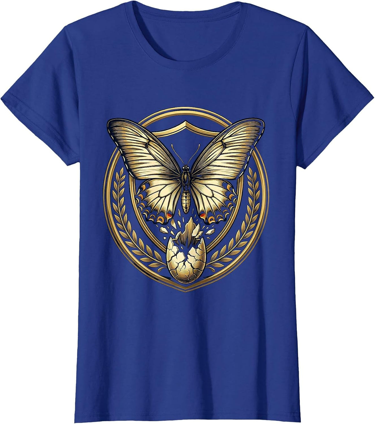Women's Social Worker Butterfly Emerging Cocoon Graphic T-Shirt - Royal Blue