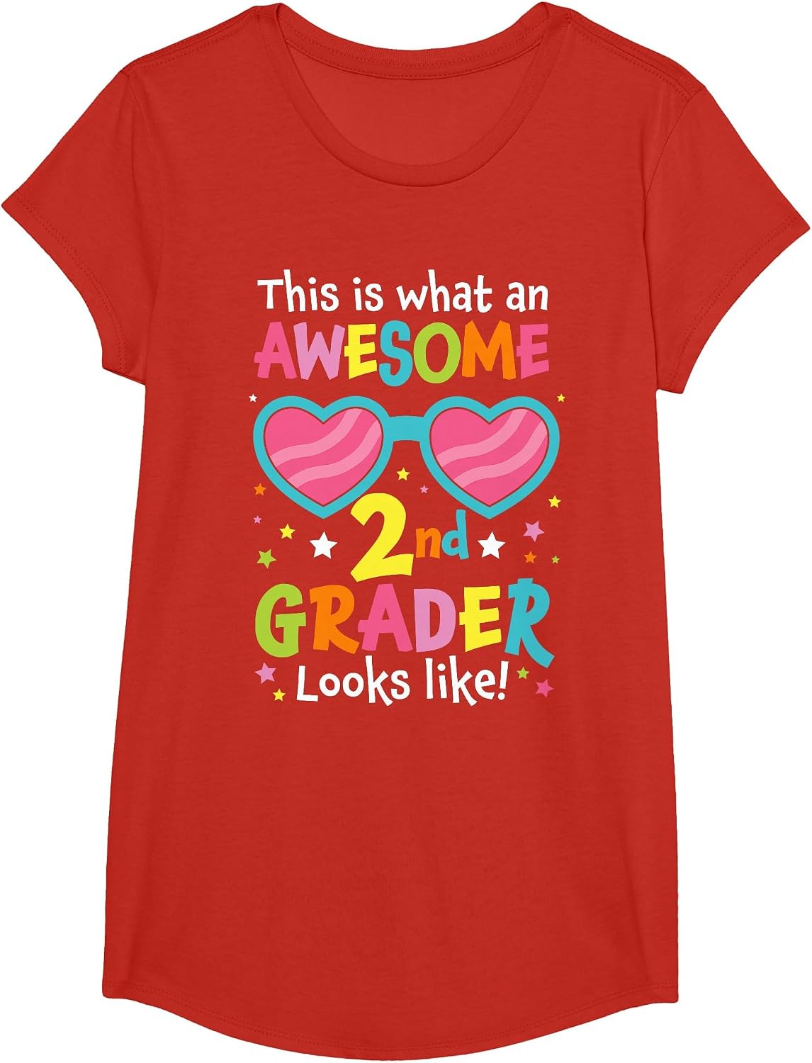 First Day of 2nd Grade Back to School Awesome 2nd Grader T-Shirt - Girls Red